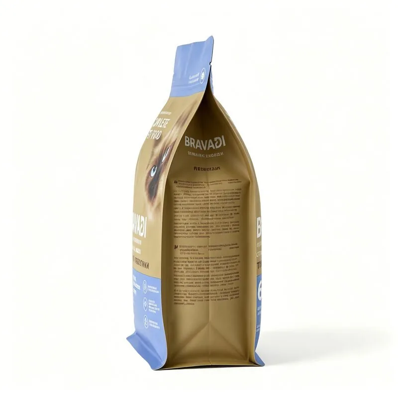 Custom Eight Side Seal Flat Bottom Pet Food Bag view 2