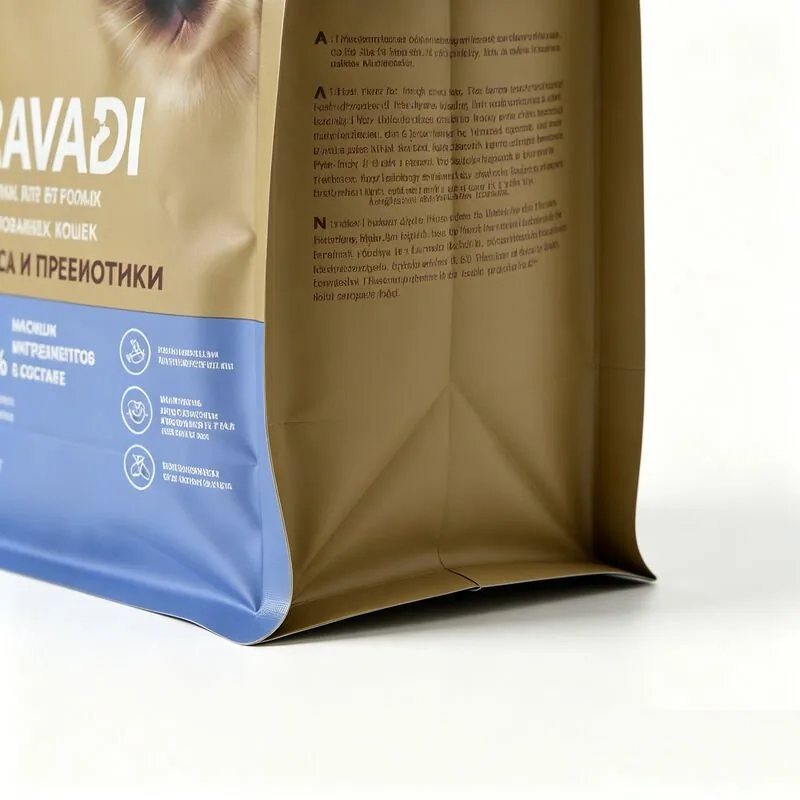 Custom Eight Side Seal Flat Bottom Pet Food Bag view 4