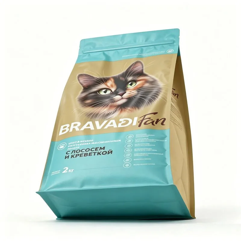 Custom Eight Side Seal Flat Bottom Cat Food Pouch view 2