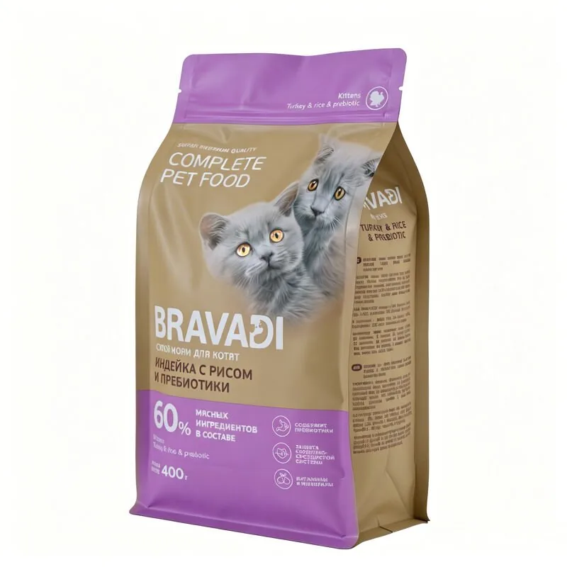 Eight-Side Seal Flat Bottom Cat Food Pouch for Kitten Growth Formula (50g-50KG)