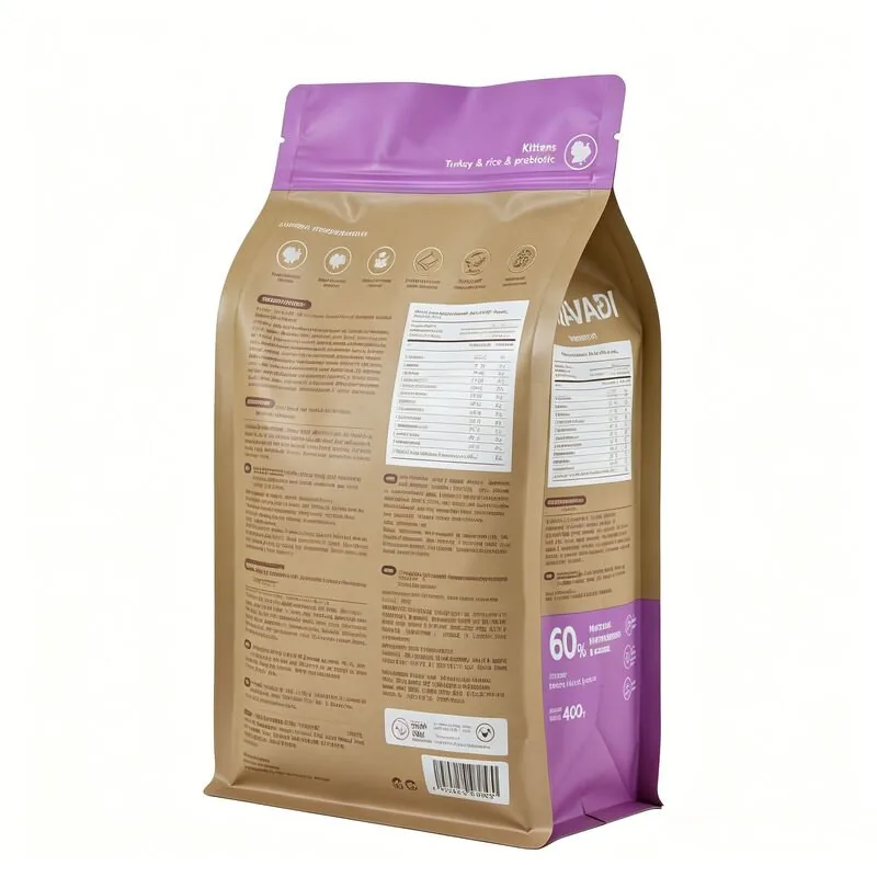 Eight-Side Seal Flat Bottom Cat Food Pouch for Kitten Growth Formula (50g-50KG) view 3