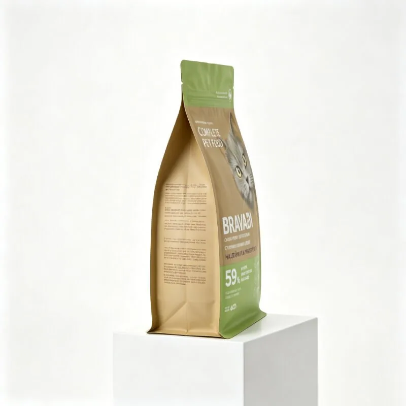 Custom Printed Flat Bottom Cat Food Pouch for Dry Kibble (50g-50KG) view 4