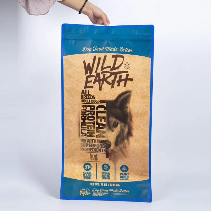 18LB Heavy-Duty Kraft Paper Flat Bottom Dog Food Stand Up Pouch (18LB / 8.16 KG Customi) view 2