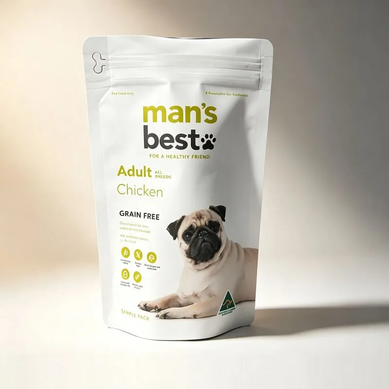 Pull Tab Zipper Stand Up Pet Food Pouches Custom OEM Print