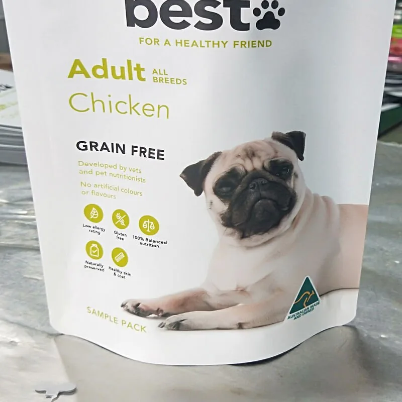 Pull Tab Zipper Stand Up Pet Food Pouches Custom OEM Print view 4